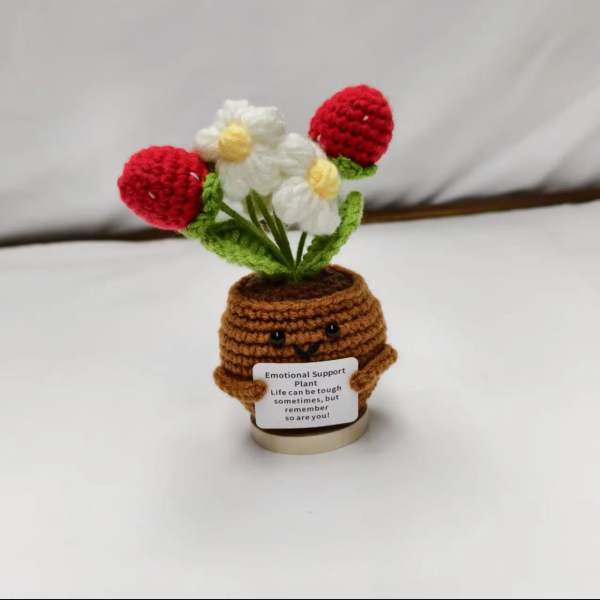 Strawberry Crochet Pot Cute Knitted Gift Decor