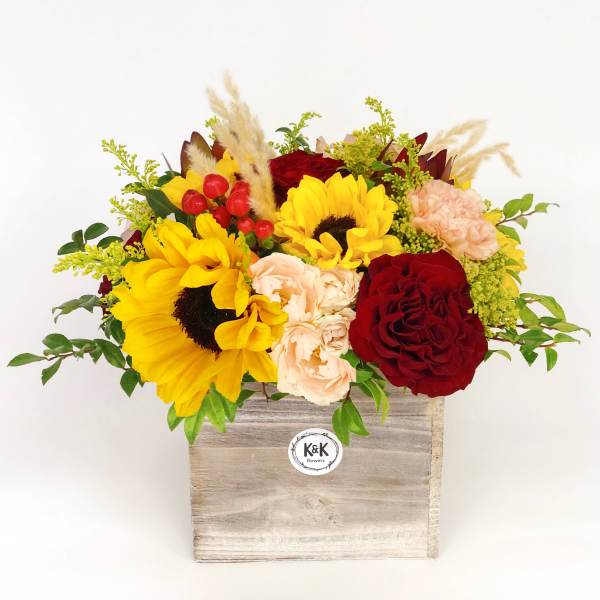 Fall wood box arrangement large