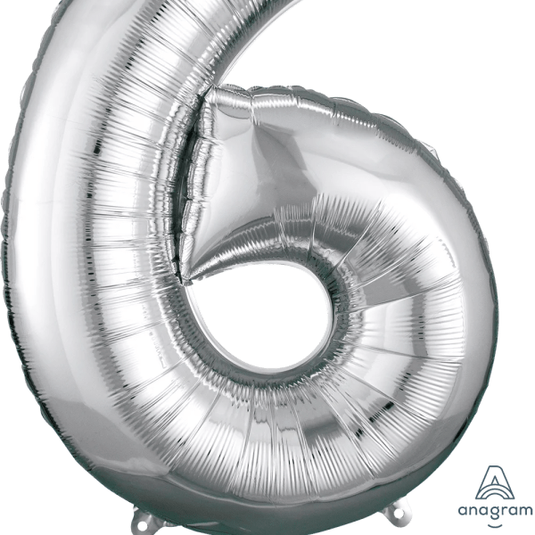 Silver Number 6" Balloon