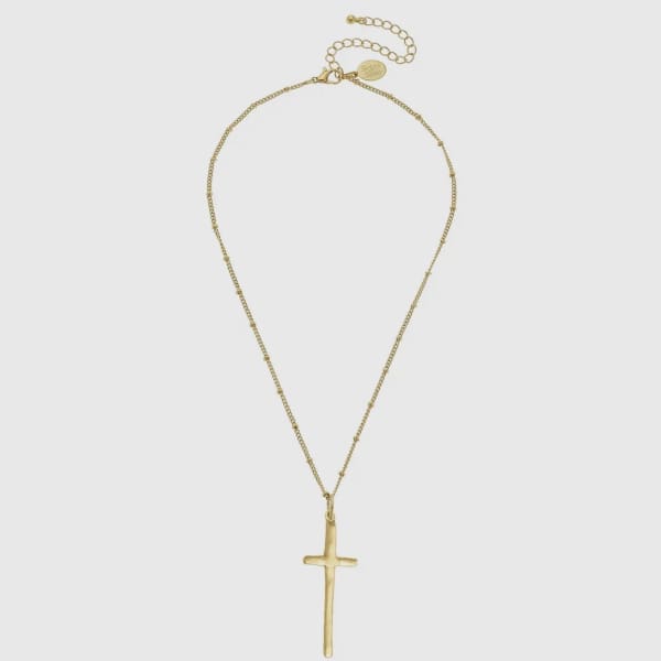 Susan Shaw Dainty Elongated Cross Necklace