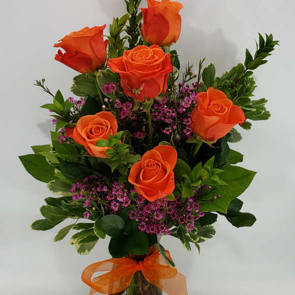 Six Pack Orange Crush Roses