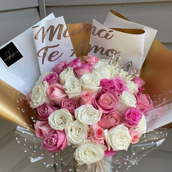 hermosa and playa blanca hand tied roses bouquet.