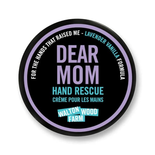 Round tin of Dear Mom hand rescue cream