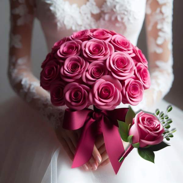Hot Pink Passion Bridal Set by Latin Lady Flowers