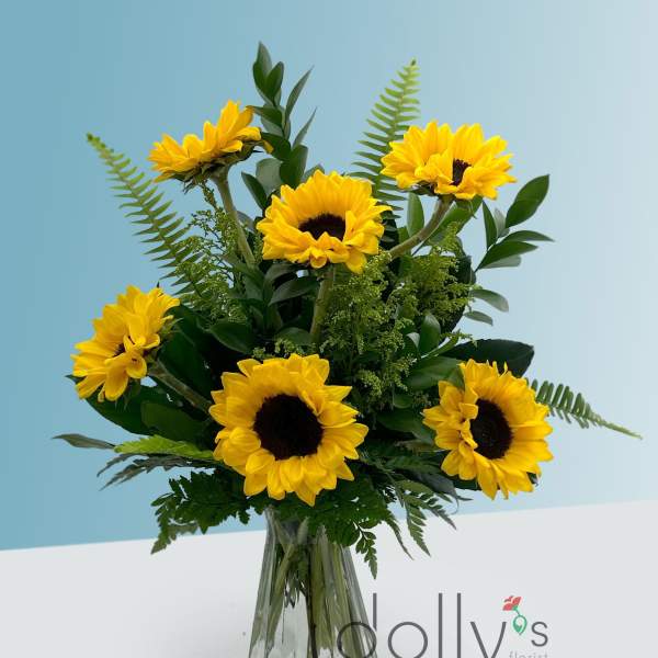 Half Dozen Sunflower Vase
