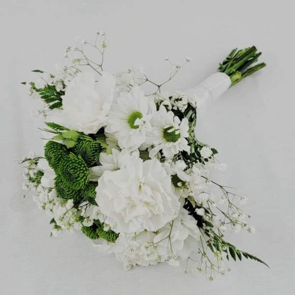 White and green mini prom bouquet