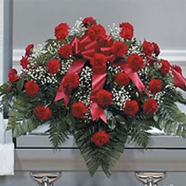 Red carnation casket Spray