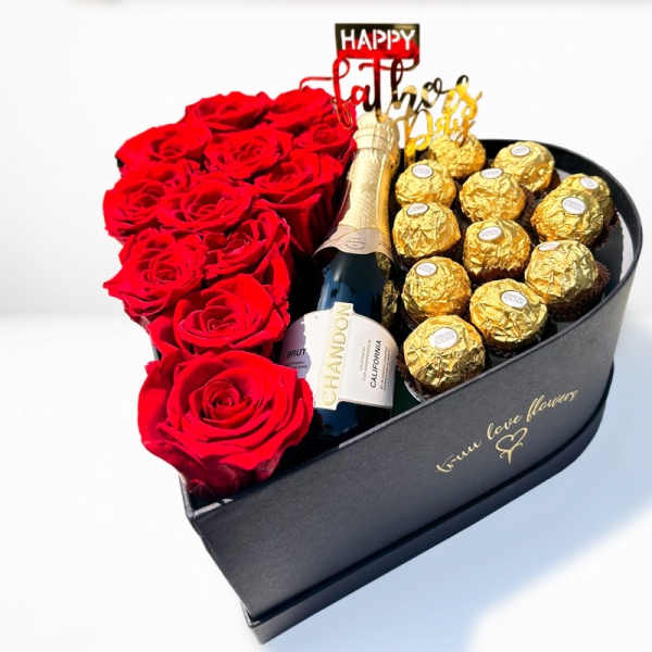 Red Roses- Champagne 7 Chocolates