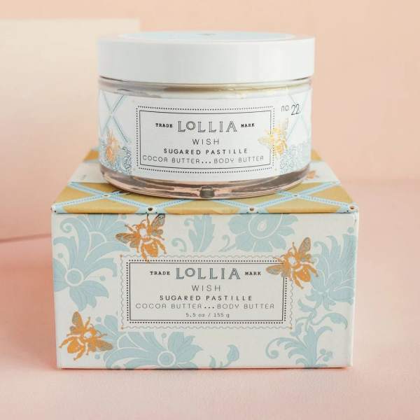Jar of body butter on a decorative box