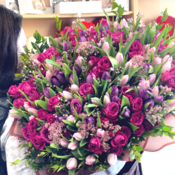 Grand Luxury Pink Rose & Tulip Bouquet