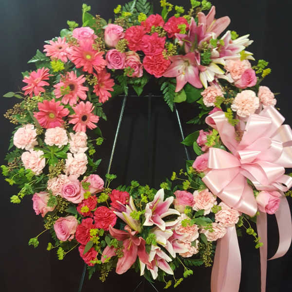 Pink Sympathy Wreath