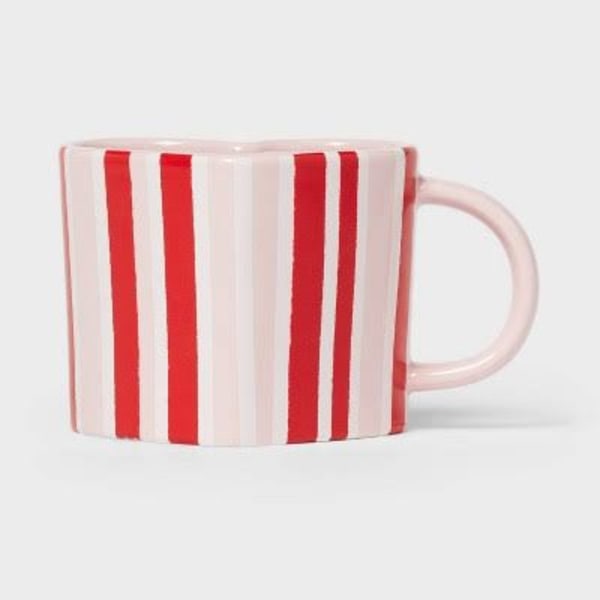 Striped ceramic mug with a handle