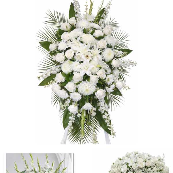 Pure White Sympathy Collection – Elegant Funeral Flower Set