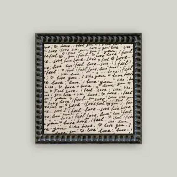Framed wall art with handwritten love phrases
