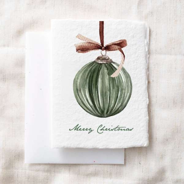 Merry Christmas Ornament | Winter Holiday Greeting Card