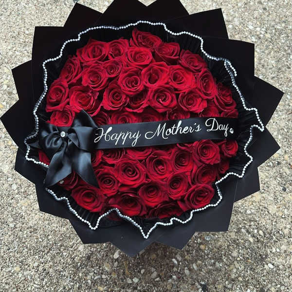 Happy Mother’s Day 50 red roses bouquet