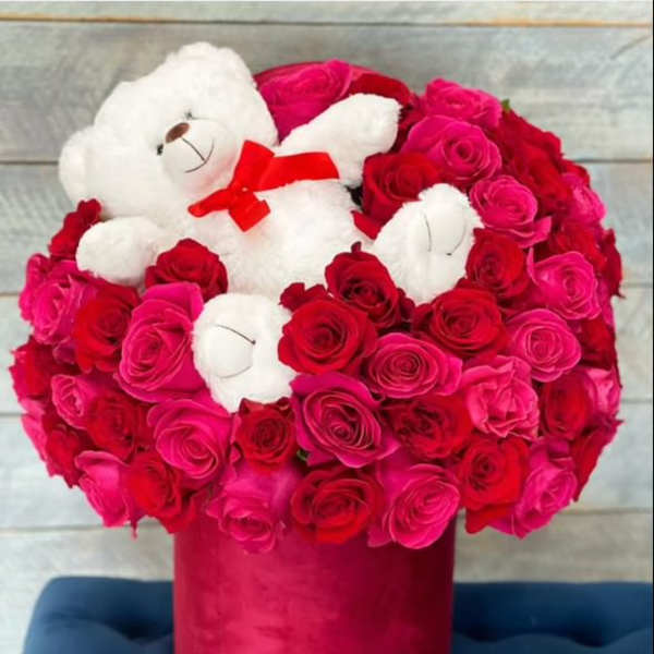 Flowers and Stuffed Bear Combo