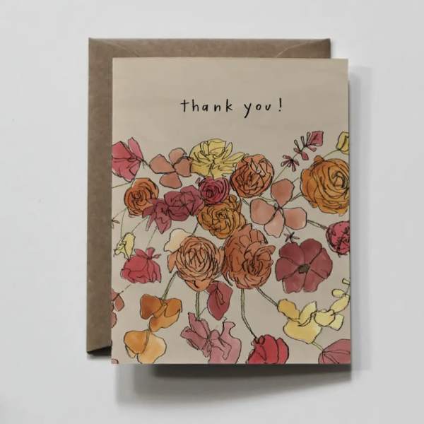 Lowercase | Grateful Muted Florals Thank You Greeting Card