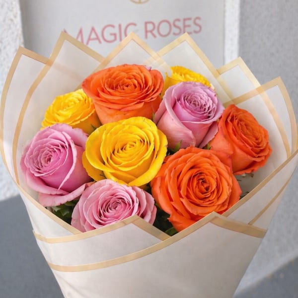 Rainbow Spring Roses Bouquet