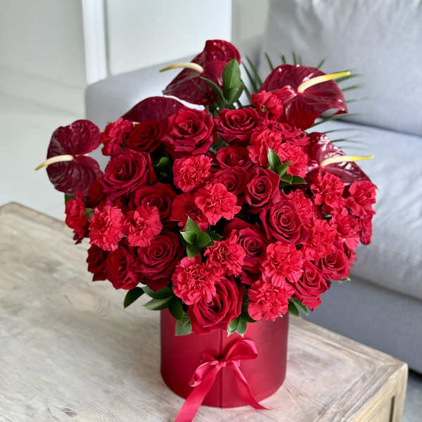 Crimson Luxe Box Arrangement