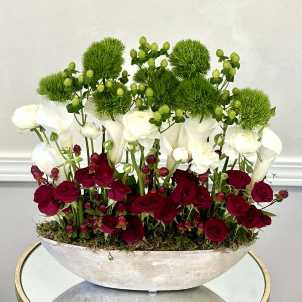 Scarlet & Snow Garden By VLM Flowers