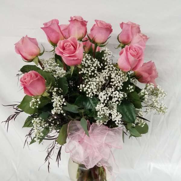 Long Stem Dozen Pink Roses