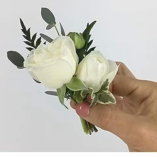 White + Green Boutonniere