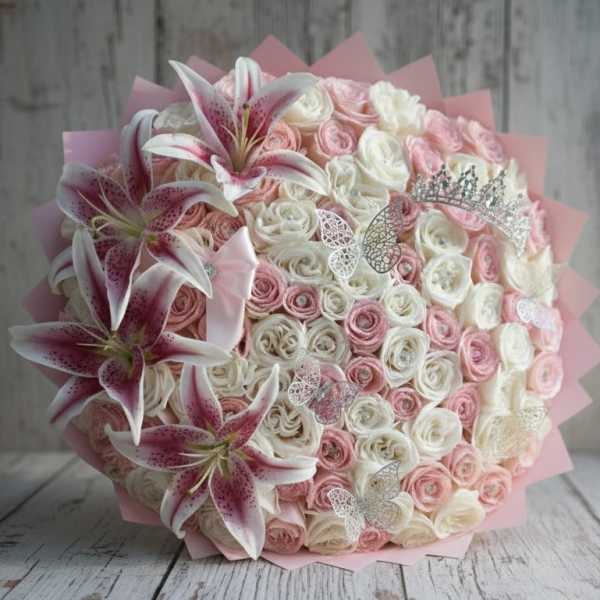 Luxury Rose Bouquet with Lily Accents