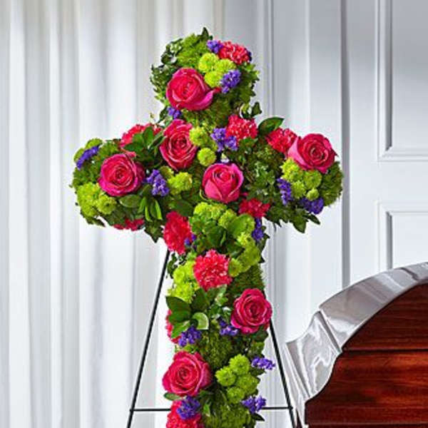 Tribute Rose Floral Cross