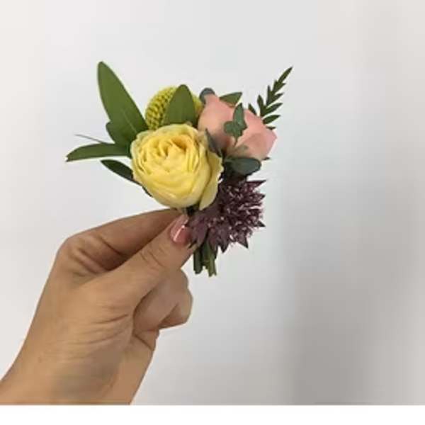 Blush + Yellow Boutonniere