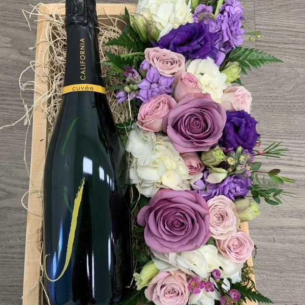 Champagne and Flowers Gift Crate