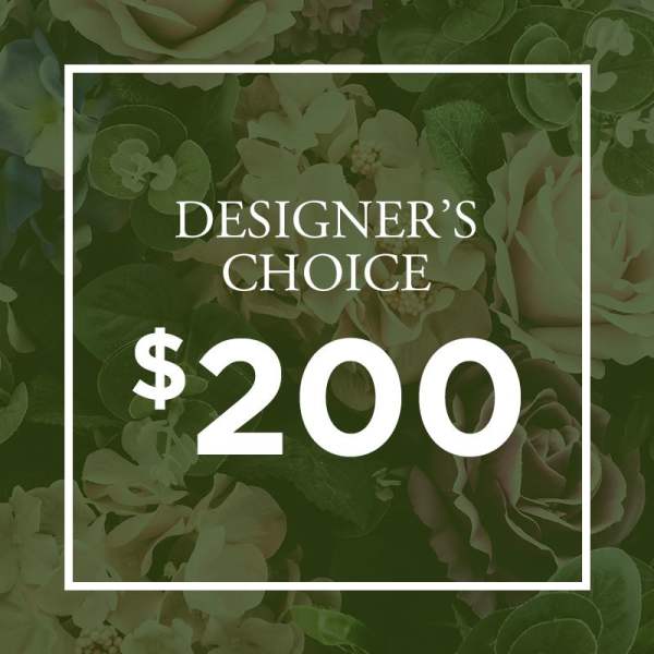 Designer’s choice floral arrangement with a $200 price label