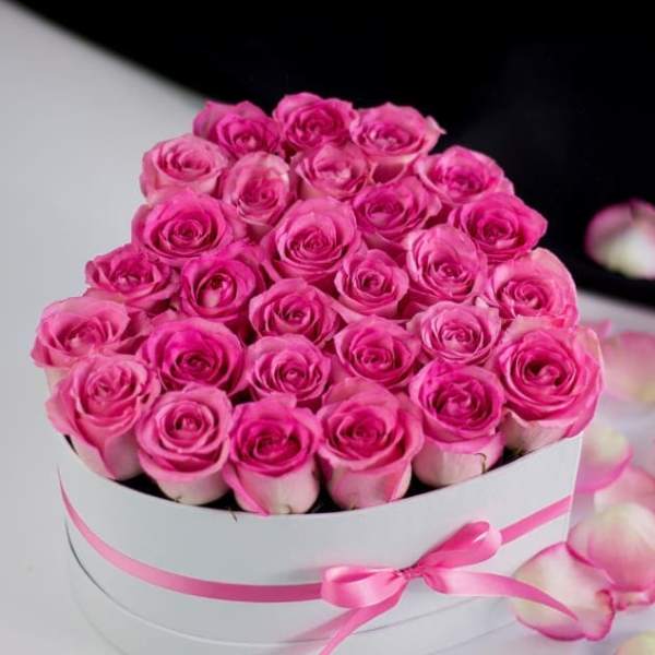 Pink Rose Heart Box