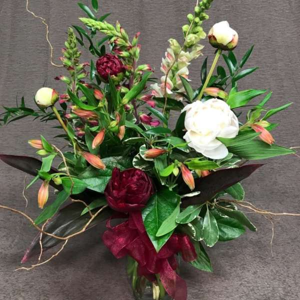 Elegant Peonies with Willow Branches