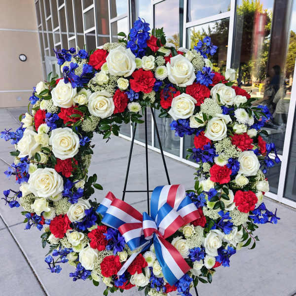 Large Red White and Blue Memorial Wreath