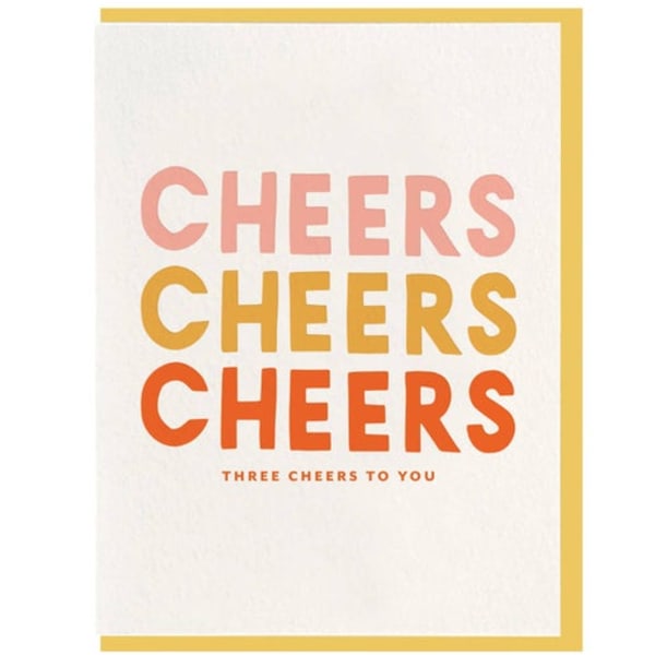 Dahlia Press - Three Cheers - Letterpress Congratulations Card