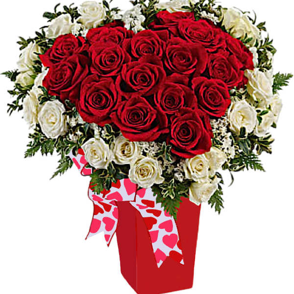 Heart and Soul - Red and White Roses Luxury