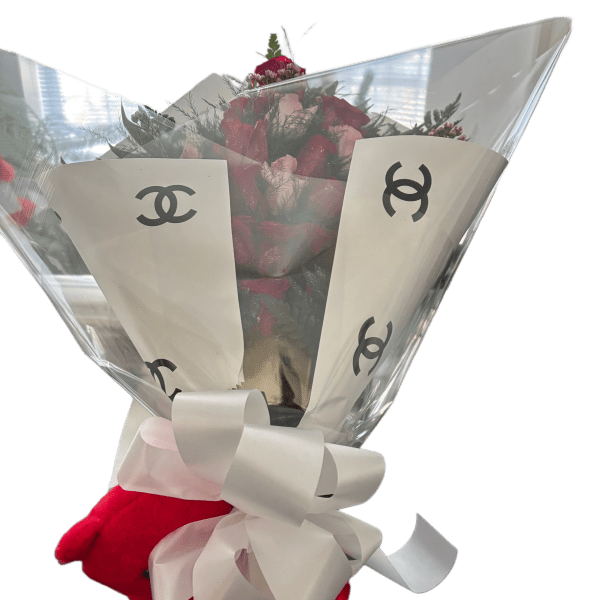 Presentation bouquet Chanel wrap