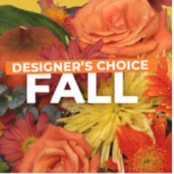 Fall floral design with roses and daisies behind bold text