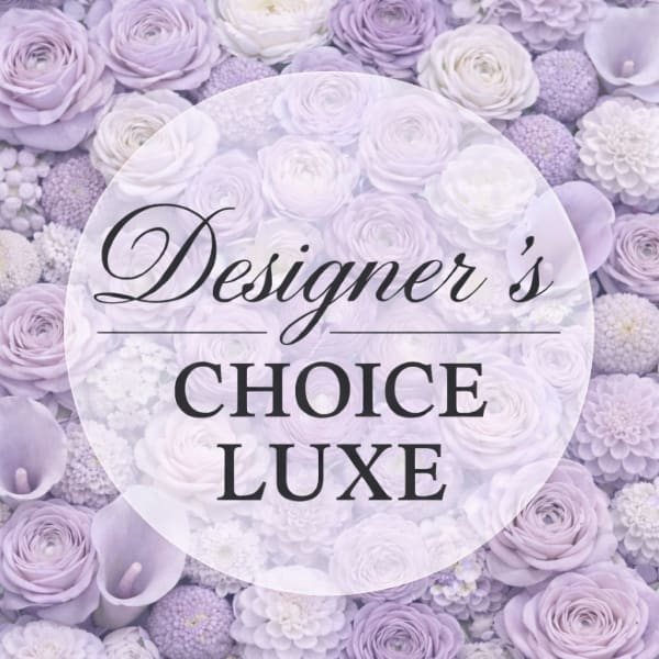 Lavender floral background with the words "Designer’s Choice Luxe"