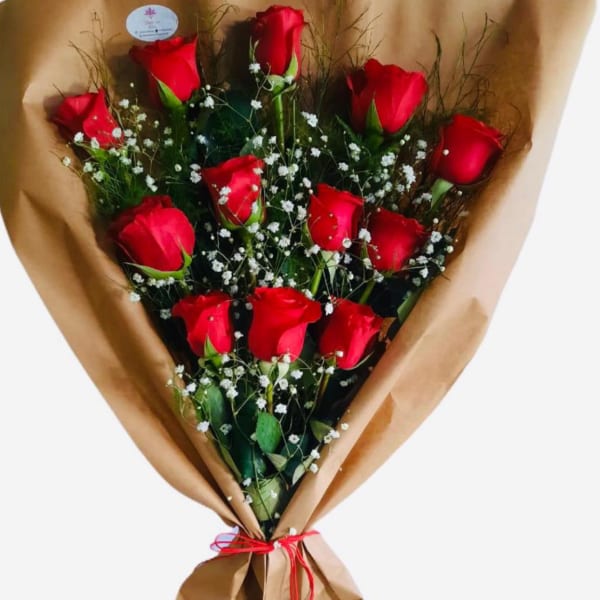 Premium Red Rose Bouquet with Baby's Breath