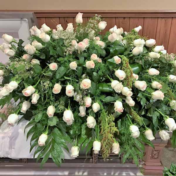 Soft Pink Rose Casket Cover