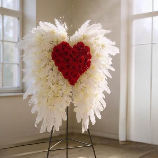 Wings of Love Sympathy Spray- Red Heart