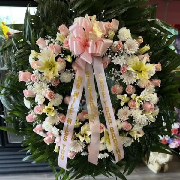 Pink & white Sympathy Wreath