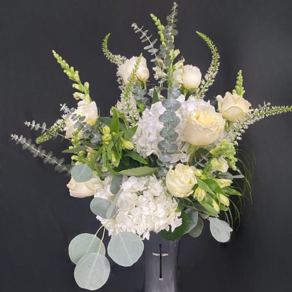 Silver Sympathy Cross Vase