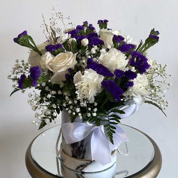 White & Purple Marble Basket