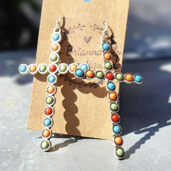 Colorful Cross Earrings
