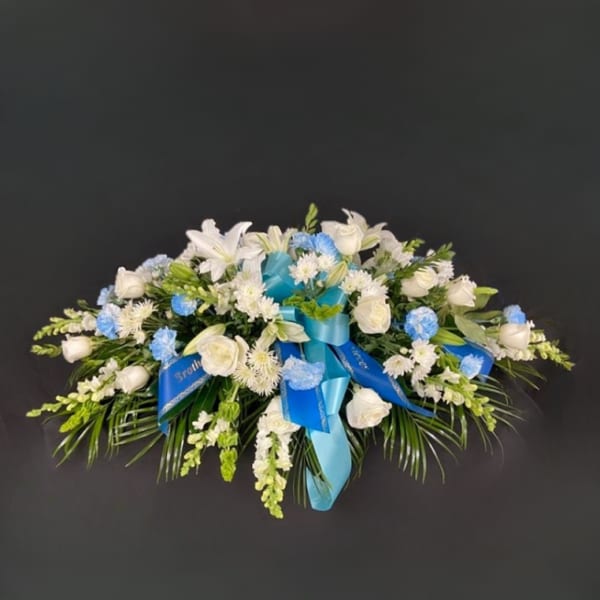Light Blue and White Mixed Casket Spray