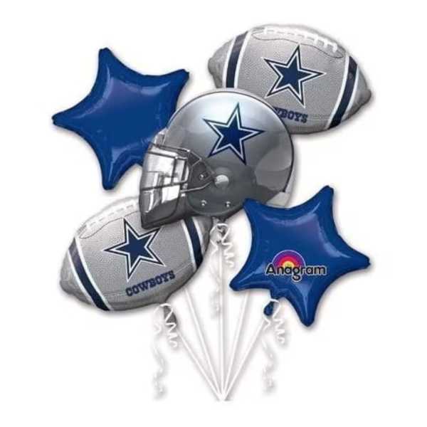 Dallas Cowboys football-shaped and star-shaped balloons