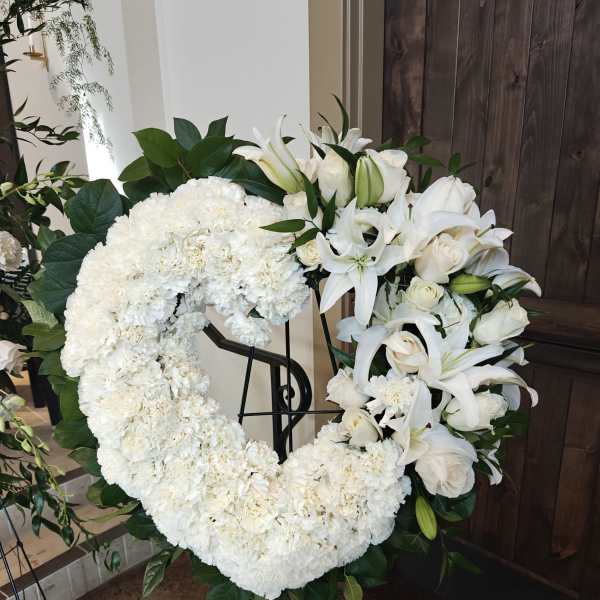 Carnation Heart with Lily Rose Accent - White or Choose another Color